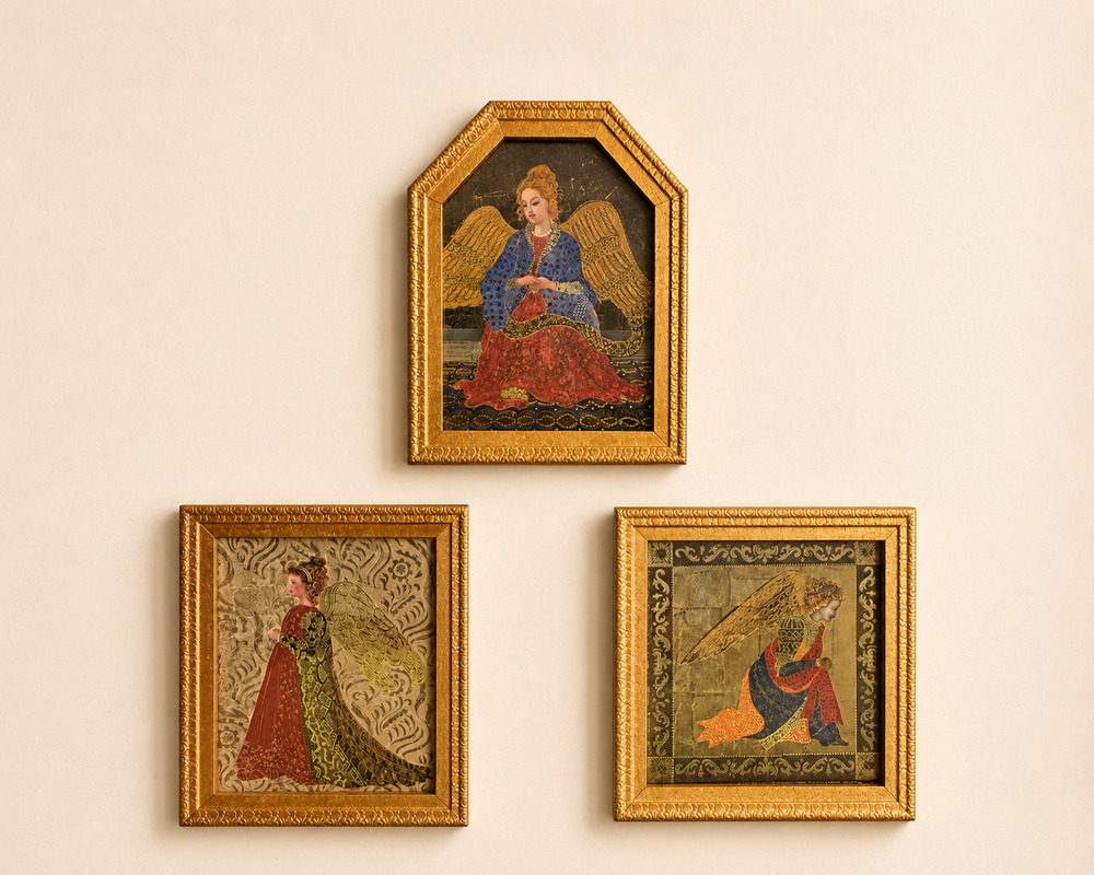 Set of 3 Vintage Bombay Co Kay Jackson Guardian Angel Framed Art Prints Gold VTG